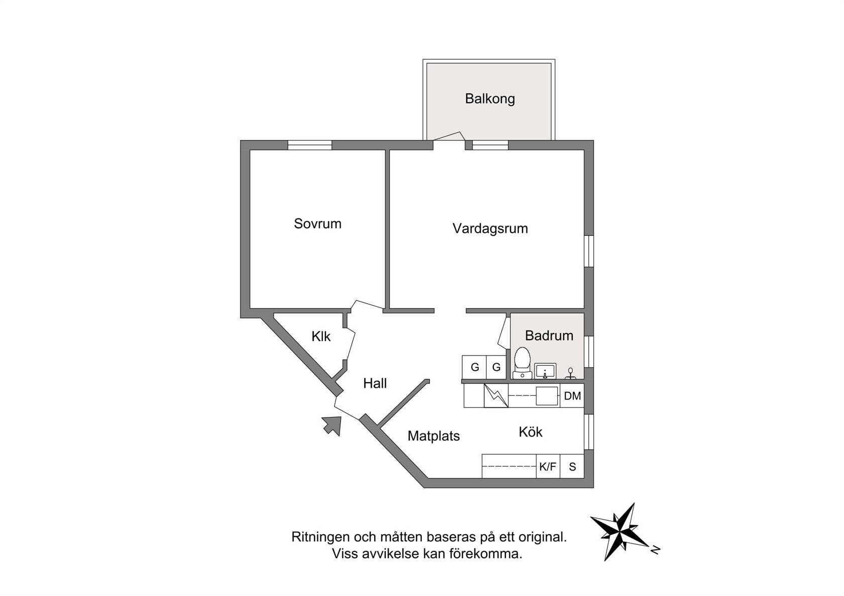 Nyrenoverad 2:a med balkong